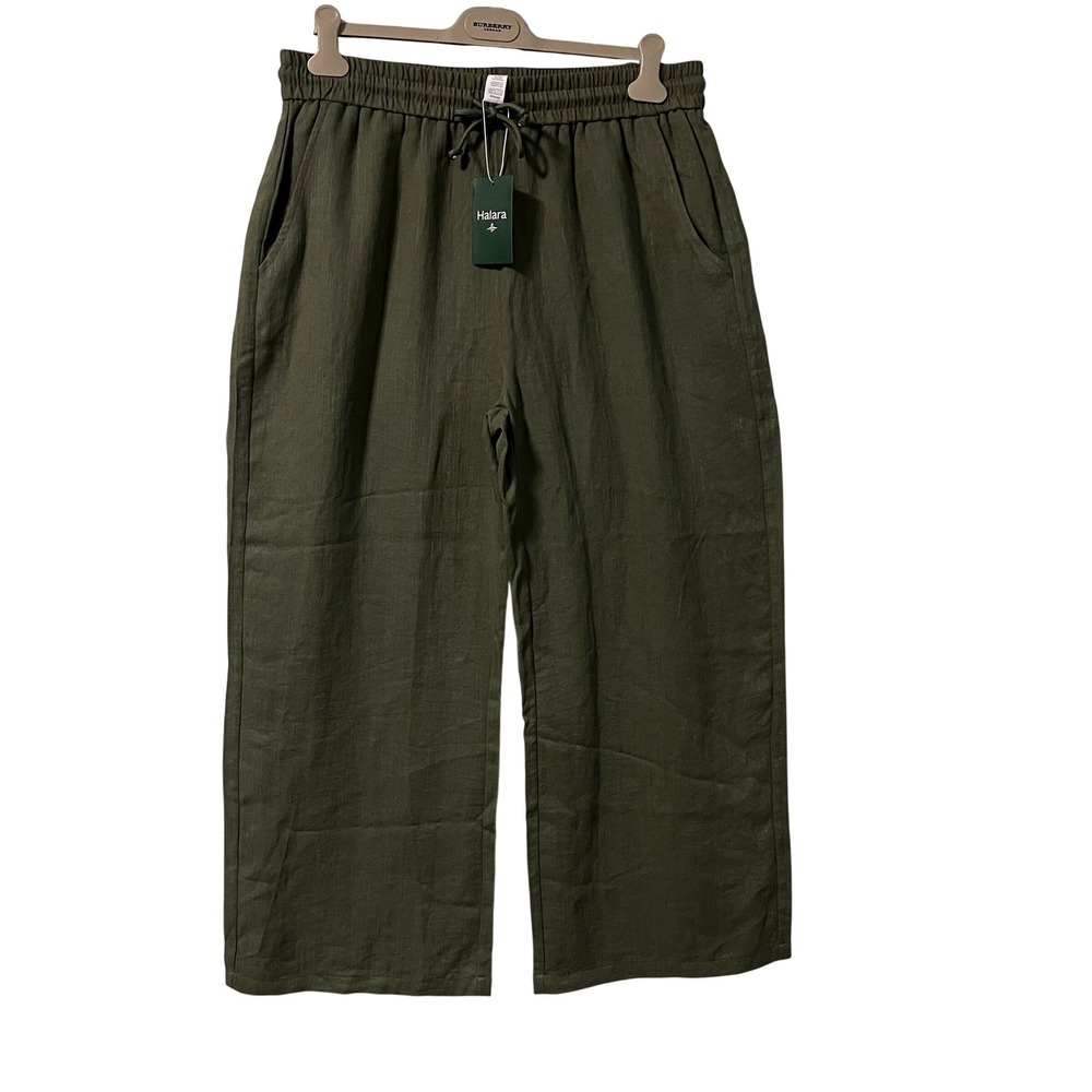 Halara‎ NWT Olive Green Wide Leg Drawstring Pants XL Regular Viscose Blend